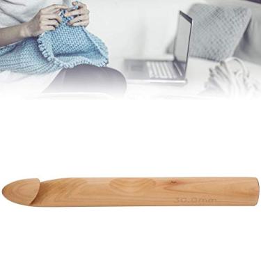 Imagem de Ferramenta para cachecol suéter cobertor 30 mm grande gancho de crochê de madeira grossa Nan agulha de tricô mão artesanato tecelagem costura bordado