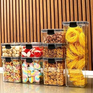 Imagem de Kit com Potes Herméticos para Cozinha – 260ml a 2,2L, Organizador de Alimentos para Dispensa e Armário(Kit 9-8 Potes)