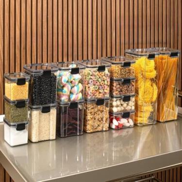 Imagem de Kit com Potes Herméticos para Cozinha – 260ml a 2,2L, Organizador de Alimentos para Dispensa e Armário(Kit 12-15 Potes)