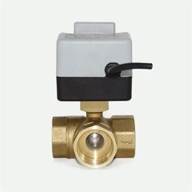Imagem de Válvula esférica motorizada de latão de 2,5 cm, atuador elétrico de dois controles, AC220V, 3 vias com interruptor manual, 1 peça