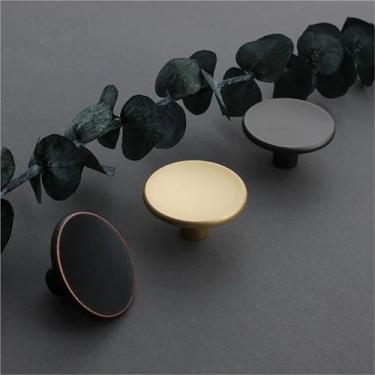 Imagem de HTNAFONI Gaveta redonda simples liga de zinco armário cozinha puxador móveis ferragens 1 peça (preto e vermelho)