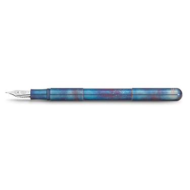 Imagem de Kaweco Caneta-tinteiro SUPRA Fireblue de aço inoxidável - exclusiva para cartuchos de tinta, 16,5 cm, ponta: EF (extrafina) - Inclui caixa de metal retrô