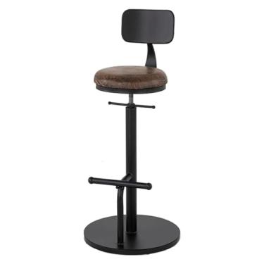 Imagem de WYNSJDBB Cadeira de bar que economiza espaço, banco de bar de ferro forjado, retrô, industrial, ajustável, cadeira de bar giratória com encosto para os pés