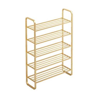 Imagem de Organizador de sapatos de metal, sapateira de 5 andares, econômica, rack de armazenamento doméstico, multiuso, hall de entrada, quarto, casa, sapateira, sapateira, organizador de sapatos, PP, dourado
