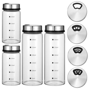 Imagem de Hpmjz 4 pç pimenteiros com furos ajustáveis de vidro transparente de 200 ml, latas de tempero para temperos com tampa de aço inoxidável para cozinha, casa, restaurante, churrasco, acampamento, fazenda