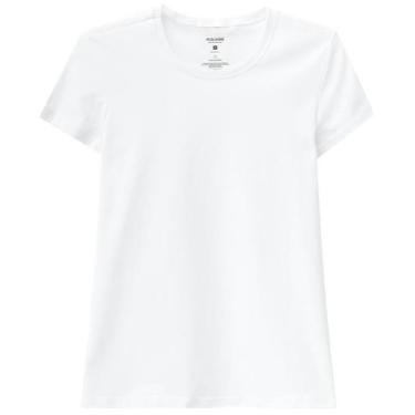 Imagem de Camiseta Baby Look Básica Feminina Malwee Original Algodão, Branco, EG