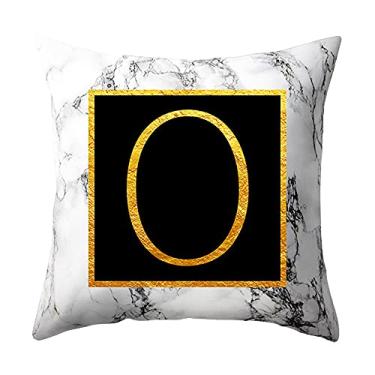 Imagem de Fronha de Travesseiro com Letras Douradas Marmorizadas Capa Almofada Sofá Elegante Moderno Classe Alta Tecido Macio Estampa Estilosa Trabalho Exquisit