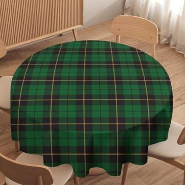 Imagem de TFOSO Toalha de mesa tartan, vintage verde escocês xadrez toalha de mesa para casa de fazenda, cozinha, jantar, festa, pátio, interior e exterior, redonda, 178 x 178 cm