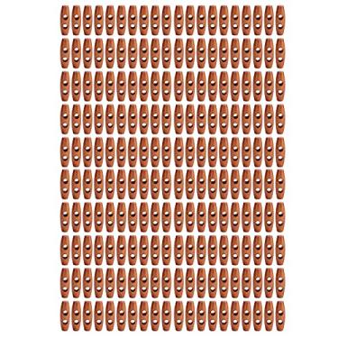 Imagem de Botões de madeira para costura artesanal, forma de azeitona natural, 2 buracos, acessório de roupas diy para costura, artesanato, scrapbooking, cor de café 30mm, 200 peças