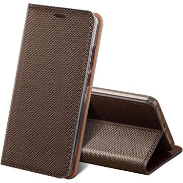 Imagem de MAALYA Capa Flip Holster para Apple iPhone 14 Plus (2022) 6,7 polegadas, Stent Função Magnética Folio Capa de Telefone de Couro Genuíno [Suporte de Cartão] (Cor: Marrom)