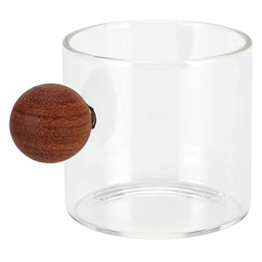 Imagem de Ymiko Caneca de café de Vidro Transparente Resistente Ao Calor Com Alça de Bola de Madeira para Uso Em Escritório, Bar e Festas (Transparente)