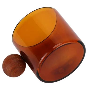 Imagem de Ymiko Caneca de café de Vidro Transparente Resistente Ao Calor Com Alça de Bola de Madeira para Uso Em Escritório, Bar e Festas (Marrom)