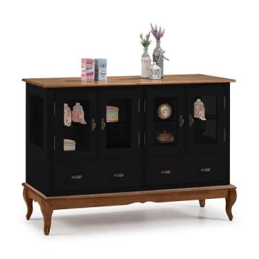 Imagem de Buffet Aparador 4 Portas 2 Gavetas Prateleiras em Vidro 60510 Linz Móv