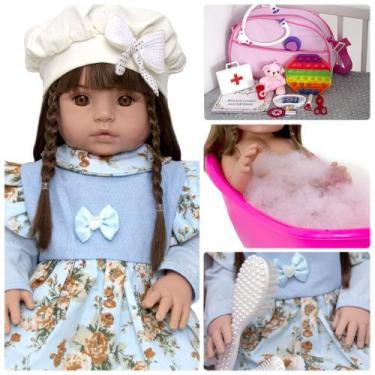 Imagem de Bebe Reborn Realista Princesa Corpo Silicone - Bolsa Luxo - Cegonha Re