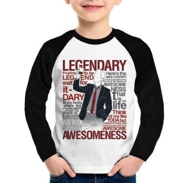 Imagem de Camiseta Raglan Infantil Legendary Awesomeness Manga Longa - Foca na M