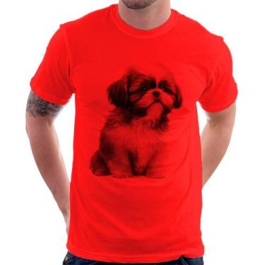 Imagem de Camiseta Cachorro Shih Tzu Filhote - Foca na Moda, Vermelho, M