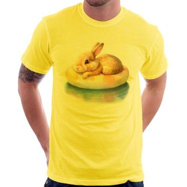 Imagem de Camiseta Coelhinho Relaxando Na Piscina  - Foca na Moda, Amarelo, G