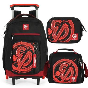 Imagem de Kit Mochila C/ Rodas Lancheira Estojo Bolsa Up4you Enaldinho-Masculino