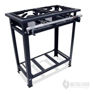 Imagem de Fogão Industrial 2 Bocas Alta Pressão Aço Carbono Grelha 30x30 de Ferr