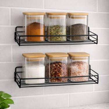 Imagem de Kit Porta Temperos Hermético em Vidro com Tampa de Bambu – Potes Organizadores para Mantimentos e Cozinha (6 Potes 200ml Qdr+ 2 Sup Reto)