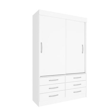 Imagem de Guarda Roupa Solteiro 2 Portas 6 Gavetas Chicago Tcil Móveis Branco