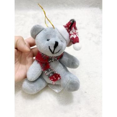 Imagem de enfeite decorativo natal pend urso com gorro cachecol de árvore 11/15CM (15 cm cinza,1 peça)