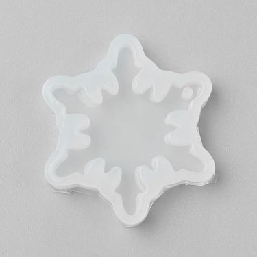Imagem de 1 molde de silicone de floco de neve, moldes de fondant pingentes, molde grande de resina de floco de neve para decoração de bolos faça você mesmo, chocolate, doces, artesanato, colar com pingente