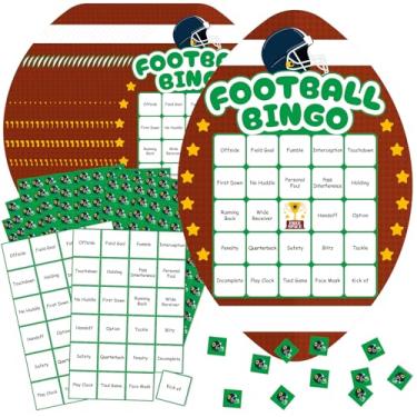 Imagem de YQUQWN Football Bingo Game Cards Set Football Party Supplies 24 Players Includes Bingo Cards and Markers for Party Supplies Sports Events Activities