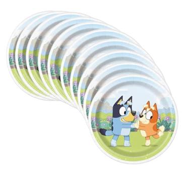 Imagem de Bluey Birthday Party Decorations And Bluey Birthday Party Supplies Bundle Pack includes 16 Dessert Cake Paper Plates and 1 Sticker Sheet 1 Sticker Sheet