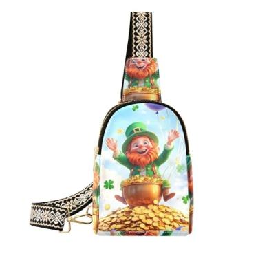 Imagem de CEBUGI Bolsa tiracolo feminina com fundo de dia de São Patrício, bolsa tiracolo de couro, para trilhas, viagens ao ar livre