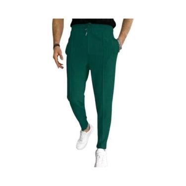 Imagem de Calças Esportivas Casuais Masculinas Slim Fit Com Textura Waffle, Cord