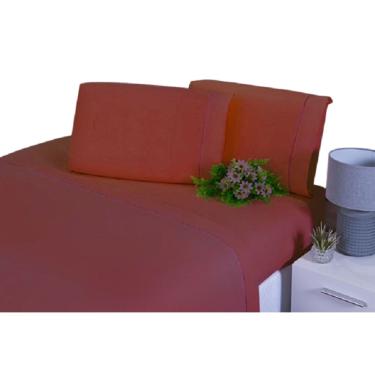 Imagem de 2 Fronhas King 55x75 100% Algodão 180 Fios Ponto Palito Terracota