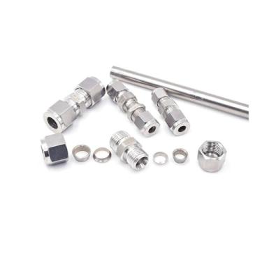 Imagem de 304 SS Aço Inoxidável 3 4 6 8 10 12 mm 1/20.3 cm 1/10.2 cm 3/20.3 cm 1/5.1 cm OD Pipe Conector de encaixe de tubo de virola dupla (3 mm)