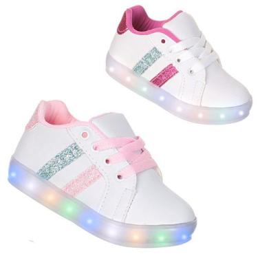 Imagem de Tenis Led Luz pisca Feminino infantil meninas Pink Ou Rosa - PC, 20, B