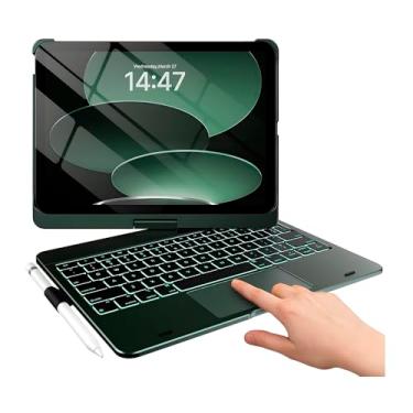 Imagem de Capa Teclado com Trackpad Multi-Touch para 1p4d 10ª Geração (10.9", 2022) - Proteção 360°, Retroiluminação 10 Cores, Fina e Leve. Transforme seu 1p4d em um Notebook, Cor Verde.