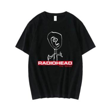 Imagem de Camiseta Vintage Oversize De Rock Band Radiohead Para Homens, 100% Alg