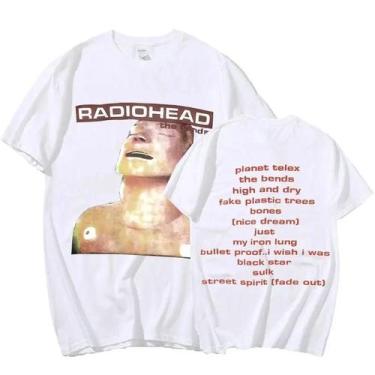 Imagem de Camiseta Vintage Oversize De Rock Band Radiohead Para Homens, 100% Alg