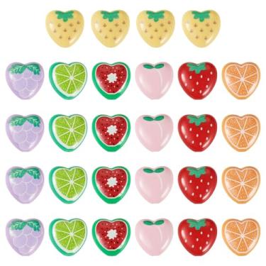 Imagem de Craftdady 28 peças de contas de acrílico opacas com tema de frutas, coração, melancia, morango, uva, 18 mm, fofo, espaçador, artesanato, miçanga para fazer você mesmo, pulseira, colar, chaveiros