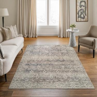 Imagem de Bloom Rugs Caria Tapete lavável antiderrapante 12 x 18 cm - Tapete de área tradicional bege marrom/azul-petróleo para sala de estar, quarto, sala de jantar e cozinha - Tamanho exato: 1,5 m x 18 m