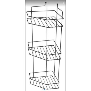 Imagem de Porta Shampoo Cantoneira Tripla Suporte Para Banheiro Metal Pintado Pr