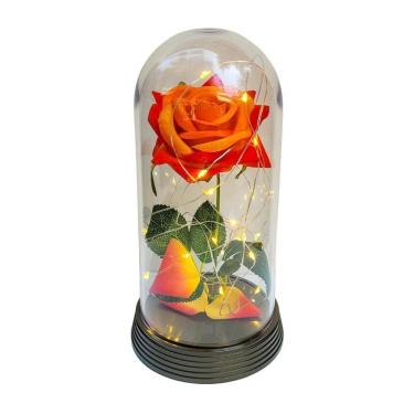 Imagem de Luminária A Rosa Encantada Laranja 20 Cm Base Ouro Quente