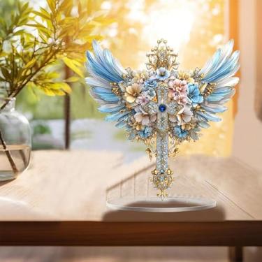 Imagem de Decoração de mesa de acrílico transparente com flor cruzada, enfeite de mesa, decoração de mesa para decoração de casa na sala de estar ou escritório, Halloween, Natal, aniversário, dia dos namorados