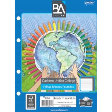 Imagem de Refil para Caderno Argolado/Fichário College 80 folhas Pautadas Brancas Basic Art - Jandaia