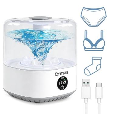 Imagem de ORMOS Mini lavadora sem fio recarregável por USB, portátil, 3L para roupas íntimas, meias e roupas íntimas, design silencioso, compacta para dormitório, viagens e espaços pequenos