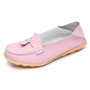 Imagem de VenusCelia Mocassim feminino confortável para caminhada, Rosa claro, 39