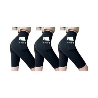 Imagem de Shorts De Yoga Femininos De Cintura Alta 2 Em 1 Para Fitness, Treino, 