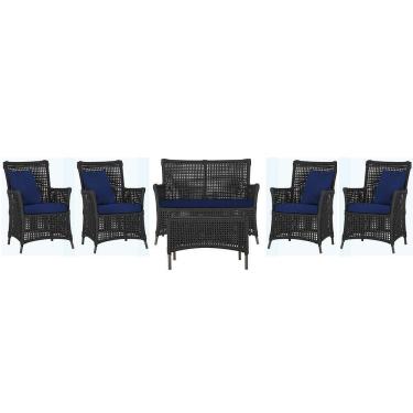 Imagem de Jogo Sofá 4 Poltronas E Mesa Igapó Marrom E10 Trama Original Preto