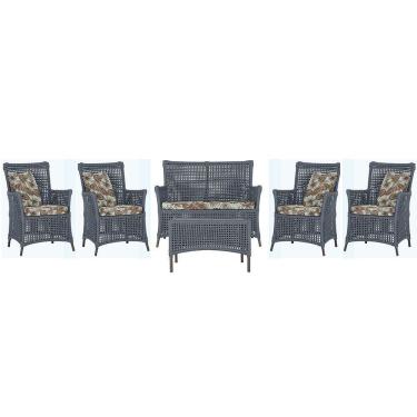 Imagem de Jogo Sofá 4 Poltronas E Mesa Igapó Marrom E6 Trama Original Prata