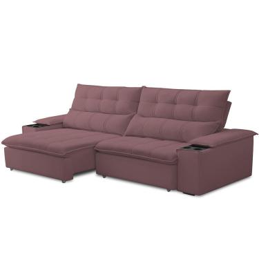 Imagem de Sofá Retrátil Reclinável Para Sala De Estar Living 250cm ártico F04 Veludo Lilás - Lyam Decor