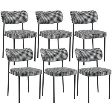 Imagem de Kit 06 Cadeiras Decorativas Estofada Sala Jantar Melina L02 Pied Poule - Lyam Decor